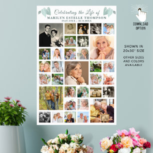 Poster Memorial Celebration 33 Photo Collage Botanique
