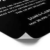 Poster Mémorial Citation Blanc Sur Noir La Lumière Reste (Coin)