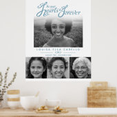 Poster Mémorial dans les cœurs photos funérailles gris bl (Cuisine)