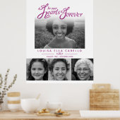 Poster Mémorial dans les cœurs photos funérailles violet (Cuisine)