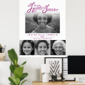 Poster Mémorial dans les cœurs photos funérailles violet (Bureau à domicile)