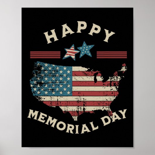 Poster Memorial Day American Flag Memorial Day 4 Jul (Devant)