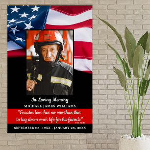Poster Mémorial des Pompiers Service Funèbre à la Mémoire