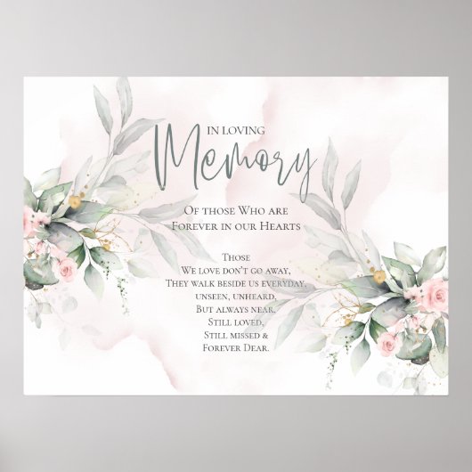 Poster Mémorial du Mariage rose rose pâle du bois (Devant)