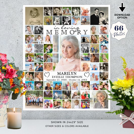Poster Mémorial EN MÉMOIRE AFFECTUEUSE 66 Collage de Phot
