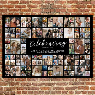 Poster Mémorial funéraire Collage de 100 photos