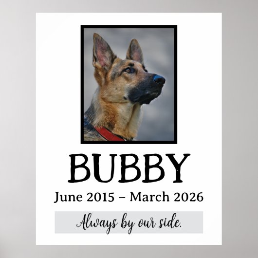 Poster Mémorial Funéraire Perte d'Animaux de Compagnie Da (Devant)