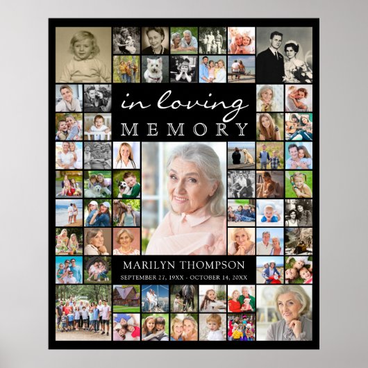 Poster Memorial IN LOVING MEMORY 61 Photo Collage Black (Devant)
