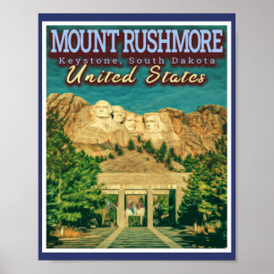 POSTER MEMORIAL NATIONAL DU MONT RUSHMORE - DAKOTA SUD