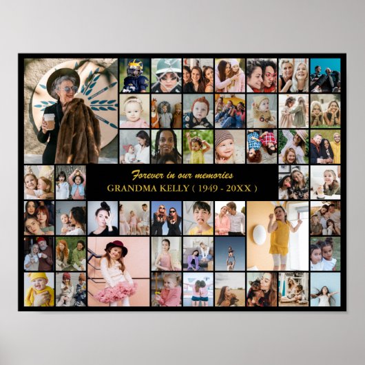 Poster Memorial Photo Collage 50 Picture In Loving Memory (Devant)