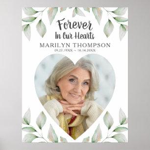 Poster Mémorial Photo en forme de cœur À JAMAIS DANS NOS