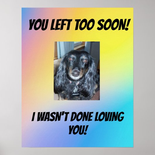 Poster Mémorial pour l'animal de compagnie Parti trop tôt (Devant)