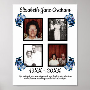 Poster Mémorial Quatre Photo Bleu Oubliez-moi pas les fle