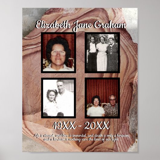 Poster Mémorial Quatre Photo Bois Pétrifié Citation Affic (Devant)