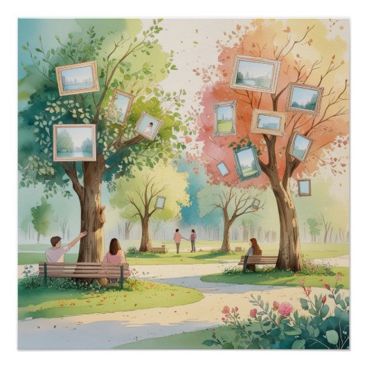 Poster Memory Park – Aquarelle émotionnelle réfléchie (Devant)