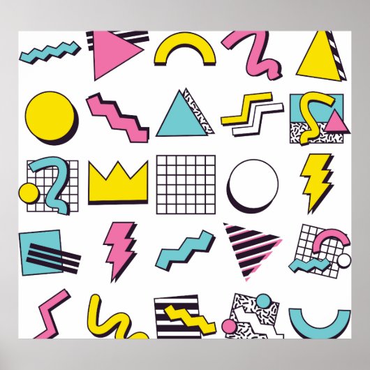 Poster Memphis des années 90 : Eléments de design pop. (Devant)