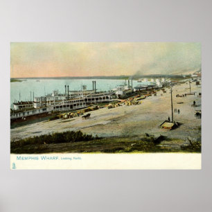 Poster Memphis Tennessee, bateaux à un cru 1906 de quai