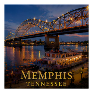Poster Memphis Tennessee Blues & Rivière Mississippi