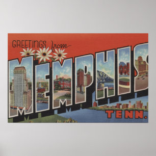 Poster Memphis, Tennessee - Scènes de grandes lettres 2