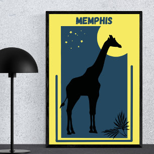 Poster Memphis Zoo Tennessee Vintage Giraffe