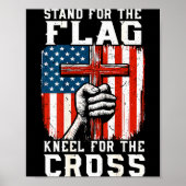 Poster Men Stand For Flag Kneel The Cross Christian Patri (Devant)