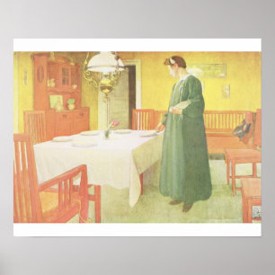 Poster Ménage d'école, scène de salle à manger, pub. dans