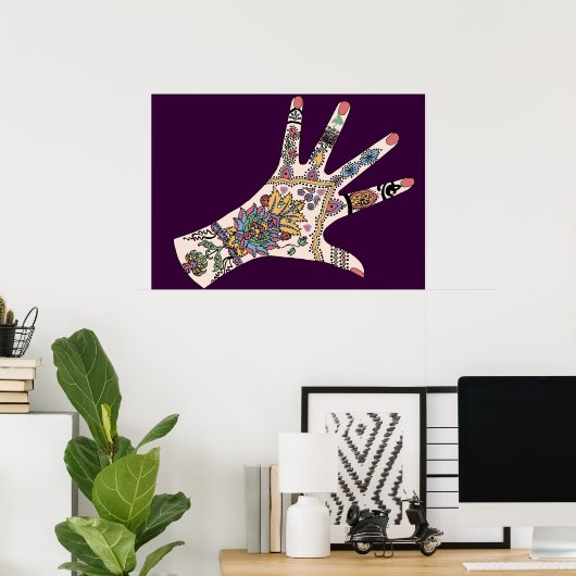 Poster Mendhi mains (Bureau à domicile)
