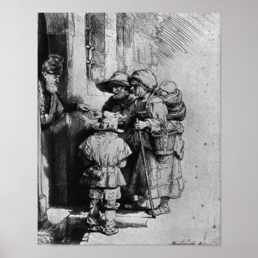 Poster Mendiants à la porte d'une maison, 1648 (Devant)