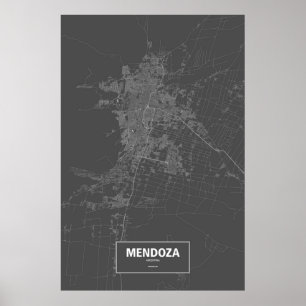 Poster Mendoza, Argentine (blanche sur le noir)