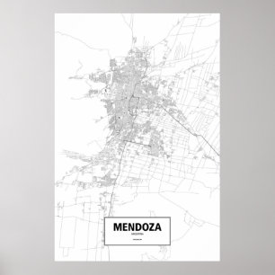 Poster Mendoza, Argentine (noir sur blanc)