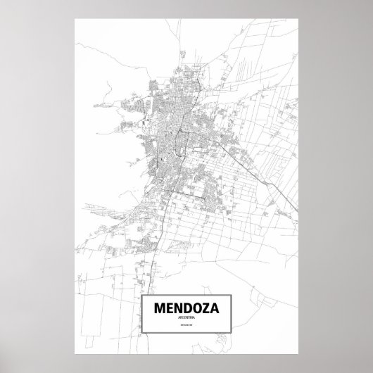 Poster Mendoza, Argentine (noir sur blanc) (Devant)