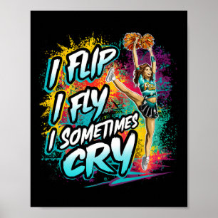 Poster Mèneuse de jeu drôle Je fais une roue Je vole Mène