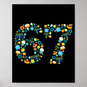 Poster Menorah de Hanukkah Dreidel 67 Festive Chanukah Si
