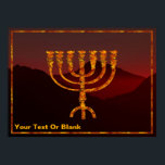 Poster Menorah de Moshe<br><div class="desc">Une représentation de la menorah à sept branches (chandelabra) faite par les Israélites après l'Exode d'Egypte. Ajoutez votre propre texte. Dans la Torah Moshe Rabbenu est dit : "Vous ferez une Menorah d'or pur, battu, la Menorah sera faite, sa base, sa branche, ses gobelets, ses boutons, et ses fleurs seront...</div>