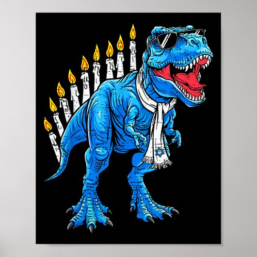 Poster Menorasaurus Hanukkah T Rex Dinosaur Dino Chanukah (Devant)