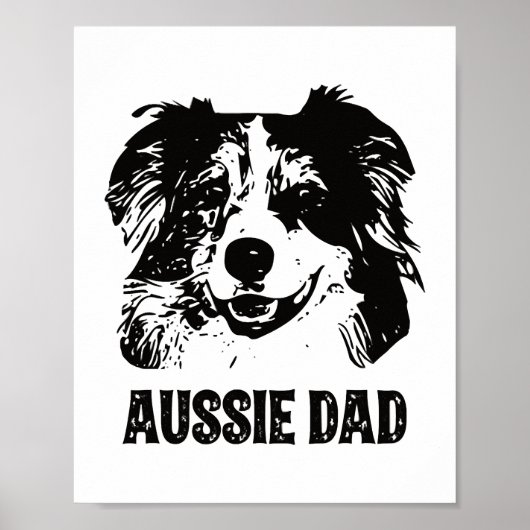 Poster Mens Aussie Papa - Australian Shepherd Chien Papa (Devant)