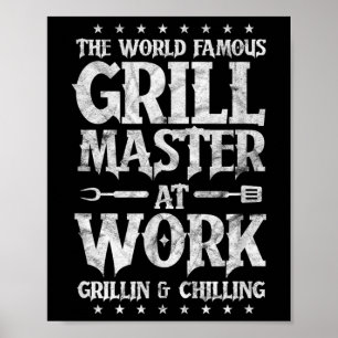 Poster Mens Bbq Grillmaster Funny Le Grill Mondial Célèbr