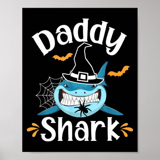 Poster Mens Daddy Shark Funny Halloween Daddy Announcemen (Devant)