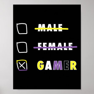 Poster Mens Drôle Non-binaire Joueur En