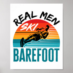 Poster Mens Drôle Repied Eau Skier Skier Véritable Homme
