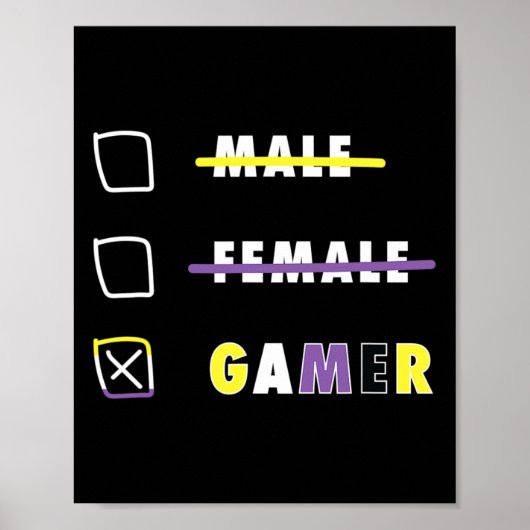 Poster Mens Funny Nonbinary Gamer En (Devant)