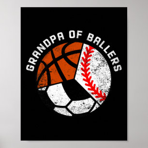 Poster Mens Grand-Père De Byllers Fun Bysebyll Soccer Bys