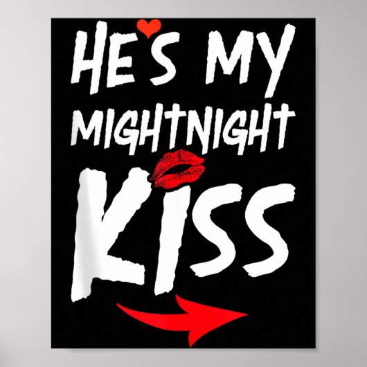 Poster Mens He's My Midnight Kiss Happy New Year Matching (Devant)
