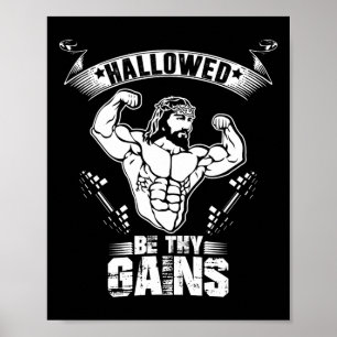 Poster Mens Jesus Bodybuilding T Shirt - Funny Jesus Weig