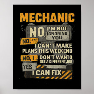 Poster Mens Non Je N'Ignore Pas Vous Humour Mécanique De