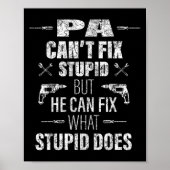 Poster Mens Pa Can't Fix Stud Funny Father's Day Daddy Me (Devant)