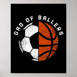 Poster Mens Papa Of Byllers Fun Soccer Bysketbyll Papa