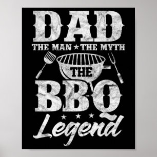 Poster Mens Papa The Man The Myth Barbeque Grill Barbeque