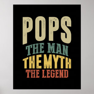Poster Mens Pops L'Homme Mythe Légende Père Cadeau