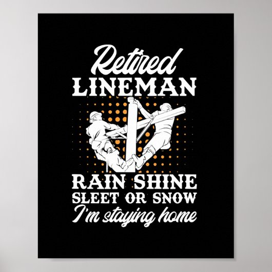 Poster Mens Retraité Lineman Lineworker Retraite (Devant)